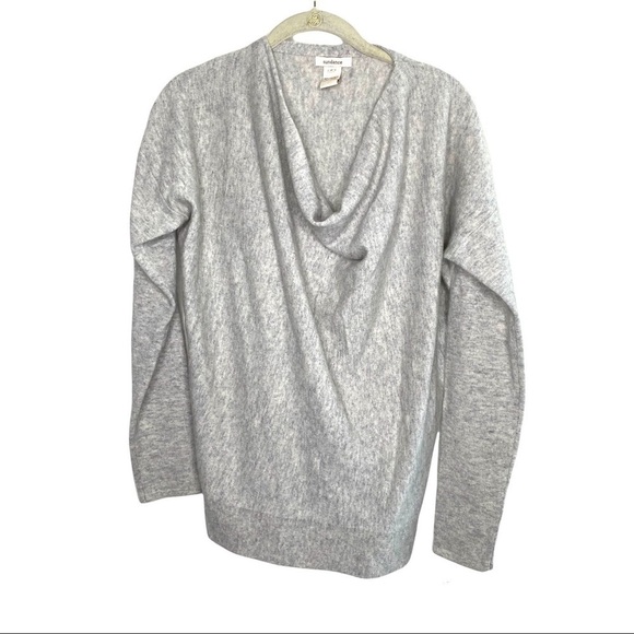 Sundance Simple Truths Cashmere Cowl Neck Sweater SILVER GREY - Picture 1 of 9